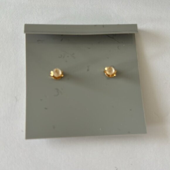 Rachel Zoe Mother of Pearl Sterling Silver 925 Gold Plated Clover Stud Earrings - Picture 9 of 12